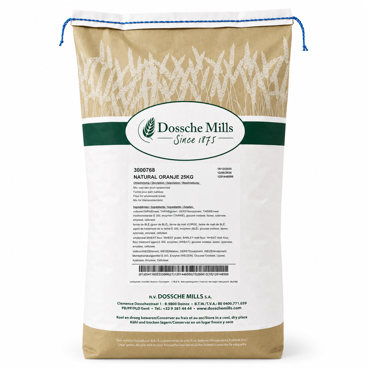 Dossche Mills Volkorenmeel / Oranje - 25 Kg