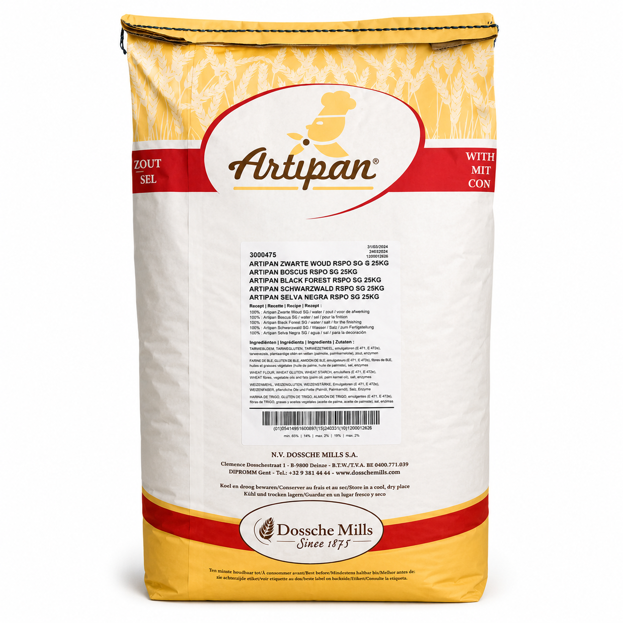 Dossche Mills Zwarte Woud Broodmeel - 25 Kg