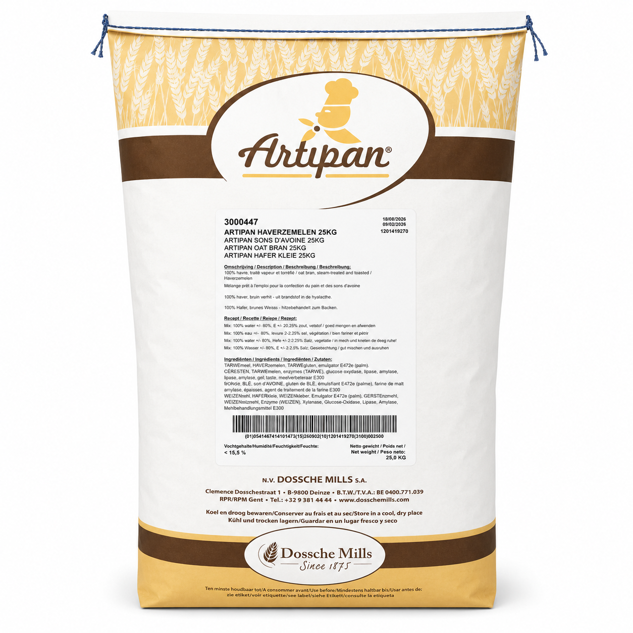 Dossche Mills Haverzemelen Broodmeel - 25 Kg