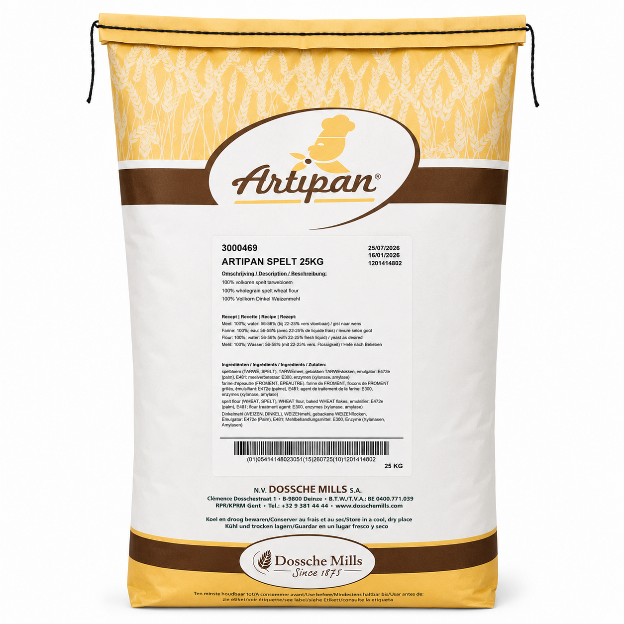 Dossche Mills Artipan Spelt - 25 Kg